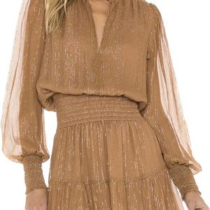 A.L.C. Copper gold smocked waist dress Sz: 4